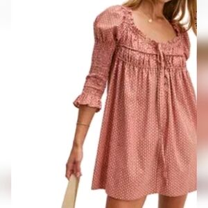 Free People Pink Patterned Mini Dress